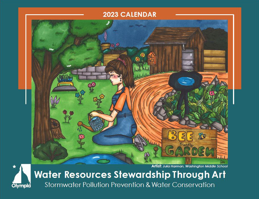 One of the winning artworks of the 2023 Calendar Art Contest hosted by the Olympia Public Works Water Resources Division.